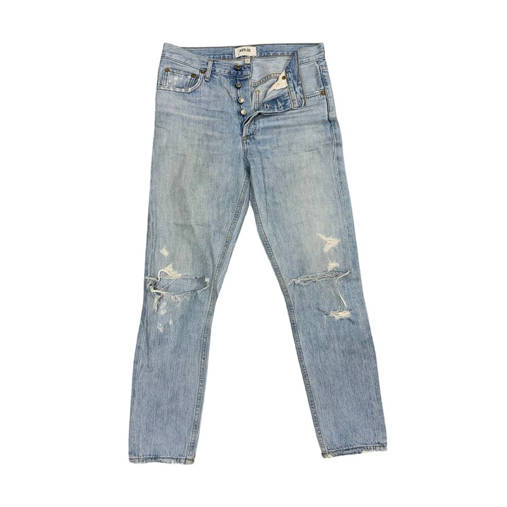 AGOLDE Los Angeles Jamie Jeans Light Wash Distressed 26 Button Fly 100% Cotton
